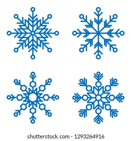Snowflakes vector icons, snow in winter season symbol, christmas decoration geometric element collection