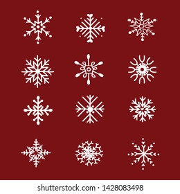 snowflakes vector illustration set item snow winter