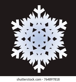 Snowflakes vector illustration. White snowflake icon isolated on black background. Symbol of snow, holiday, cold weather, frost. Winter design element