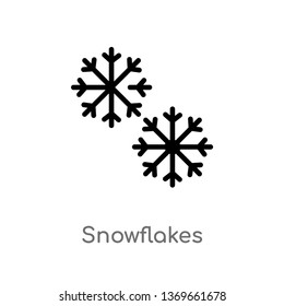snowflakes vector line icon. Simple element illustration. snowflakes outline icon from weather concept. Can be used for web and mobile