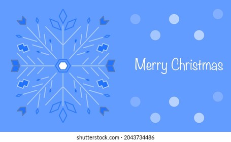 Vector de copos de nieve sobre fondo azul con bola de nieve. Concepto de tarjeta de navidad.Tarjeta de regalo.