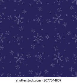 Patrón vector copos de nieve. Patrón clásico minimalista. Patrón azul, ininterrumpido de invierno para decoración de diseño y regalos para Navidad. Festividades de copos de nieve para textiles e impresiones. Dibujo a mano alzada