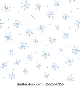 Snowflakes vector seamless hand drawn pattern winter merry christmas happy new year
