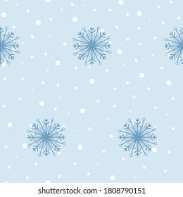 Snowflakes vector seamless pattern design for winter and Christmas fabric, wrapping, textile, wallpaper, background.