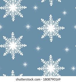 Snowflakes vector seamless pattern design for winter and Christmas fabric, wrapping, textile, wallpaper, background.