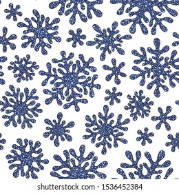 Snowflakes vector seamless pattern. Snowfall christmas repeat backdrop.  