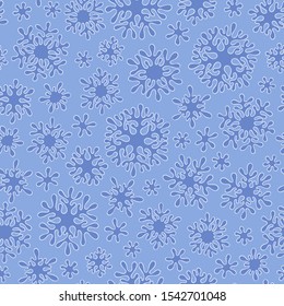 Snowflakes vector seamless pattern. Snowfall christmas repeat backdrop.  