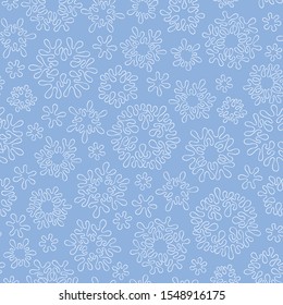 Snowflakes vector seamless pattern. Snowfall christmas repeat backdrop.  