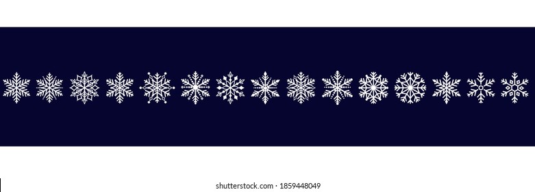 snowflakes Vector set for Christmas design. Snowflakes icon collection isolated on dark blue background. Vector Christmas and New Year decoration elements.