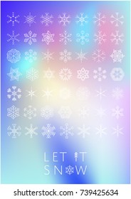 Snowflakes vector set. Hologram background.