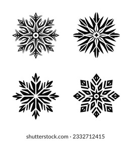 Vector de copos de nieve aislado en fondo blanco
