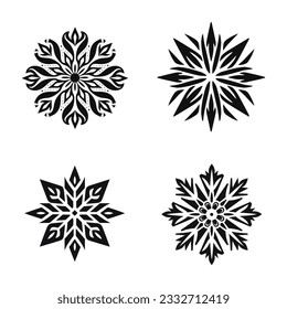 Vector de copos de nieve aislado en fondo blanco