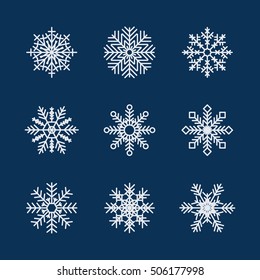 Snowflakes vector set for winter and christmas, christmas decoration, background, icon.