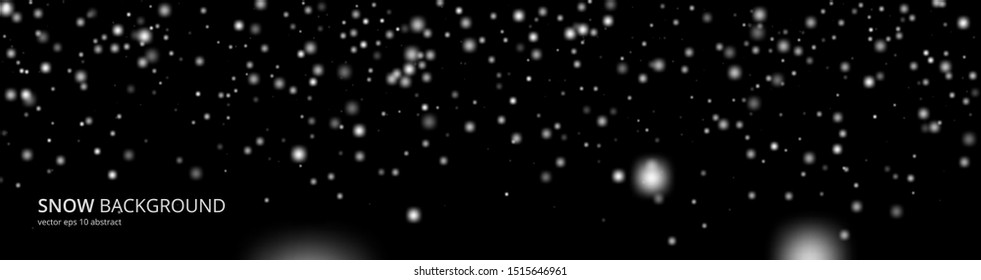 Snowflakes in vector. Snow abstract texture on black background.