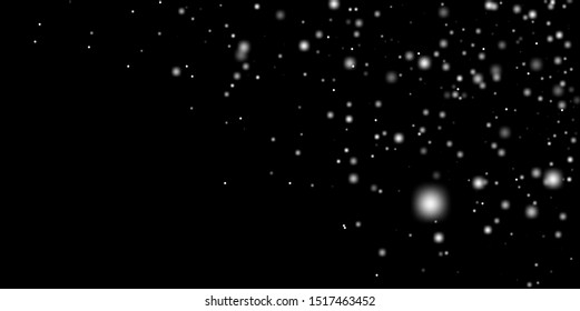 Snowflakes in vector. Snow abstract texture on black background.