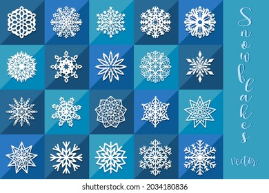 Snowflakes vector. Twenty snowflakes for cutting and digital scrapbooking