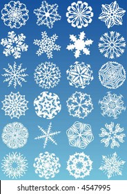 Snowflakes vectors icon set and design elements.