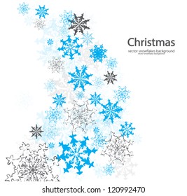Snowflakes wave Christmas vector background in blue and gray