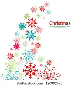 Snowflakes wave Christmas vector background in funny color scheme
