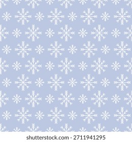 Schneeflocken. Weiße Kristalle. Nahtloses Vektormuster. Einzeln auf violettem Hintergrund. Endloser Winterschmuck. Idee für Web-Design, Tapete.