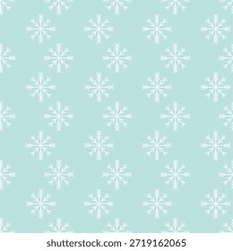 Schneeflocken. Weiße Kristalle. Nahtloses Vektormuster. Einzeln türkiser Hintergrund. Endloser Winterschmuck. Idee für Web-Design, Tapete.