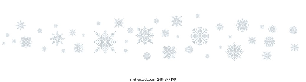Snowflakes. White winter background with Snowflakes border. Christmas background for greeting card. Snowflake. Xmas ornament or design. Vector illustration