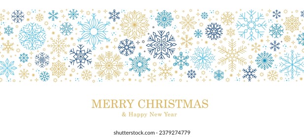 Copos de nieve. Fondo invernal con borde de copos de nieve. Fondo de Navidad para la tarjeta de felicitación. Ilustración del vector