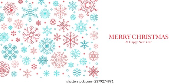 Snowflakes. Winter background with Snowflakes border. Christmas background for greeting card. Vector illustration