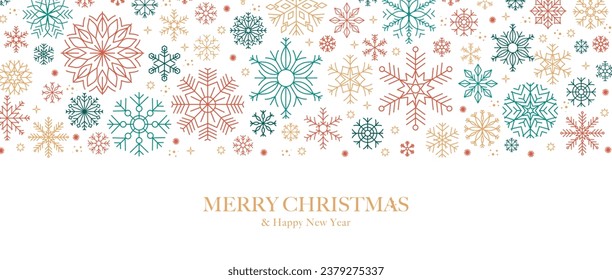 Snowflakes. Winter background with Snowflakes border. Christmas background for greeting card. Vector illustration