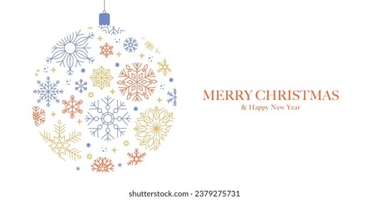 Copos de nieve. Fondo invernal con borde de copos de nieve. Fondo de Navidad para la tarjeta de felicitación. Ilustración del vector