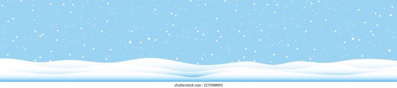 Snowflakes and Winter background, Winter landscape, Horizontal banner , vector illustration. 