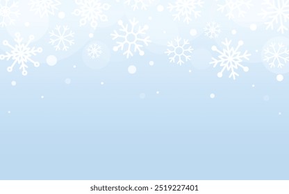 Schneeflocken Winterhintergrund. Schneefall und Himmel. Vektorgrafik auf blauem Hintergrund