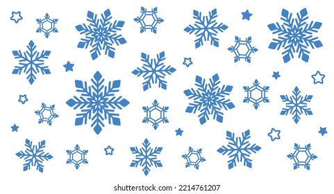 Snowflakes. Winter background template. Christmas seamless pattern. New Year's design of festive packaging, wrapping paper and textiles. Isolated. Vector illustration