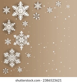 Snowflakes winter beige background vector