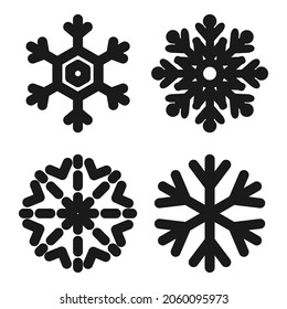 Schneeflocken Winter, schwarze Symbole, Vektorgrafik