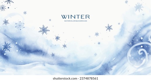 snowflakes and winter blizzards for your text in vintage watercolor style. Vector holiday illustration