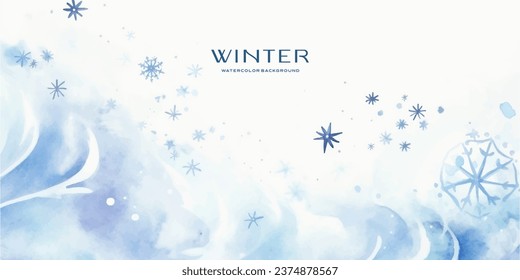 copos de nieve y ventiscas de invierno para su texto en acuarela vintage. Ilustración de vacaciones de vectores