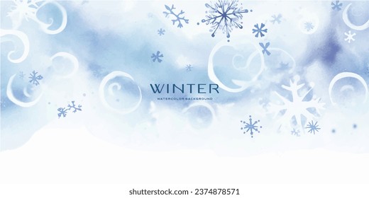 snowflakes and winter blizzards for your text in vintage watercolor style. Vector holiday illustration