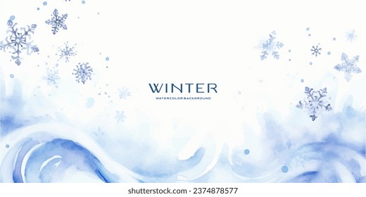 snowflakes and winter blizzards for your text in vintage watercolor style. Vector holiday illustration