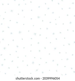 Snowflakes winter Christmas seamless pattern. Snowfall. Vector hand-drawn abstract background in simple cartoon scandinavian style. Digital paper. Pastel palette