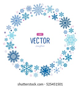 Snowflakes. Winter design of snowflakes, isolated on white, vector illustration
