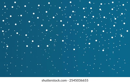 Snowflakes  winter dust ice particles. Snowfall weather white teal dark blue background. Many snowflakes january theme. Snow hurricane scenery, Magic nature fantasy snowfall.