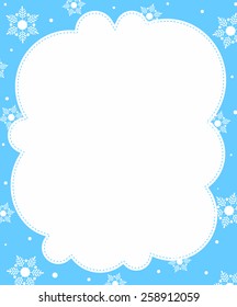 Snowflakes winter frame with empty white space on center 