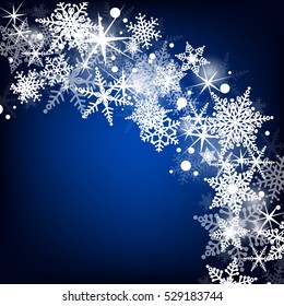 Snowflakes. Winter Holidays Decoration. Vector set. background. Winter blue background with snowflakes. Vector Illustration.