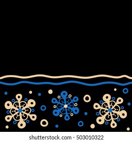 Snowflakes winter New Year frame in blue colors with copy space (place for your text).