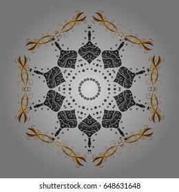 Snowflakes winter New Year frame in colors with doodles and golden elements.
