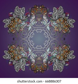 Snowflakes winter New Year frame on colors background.