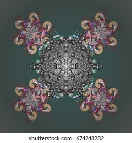 Snowflakes winter New Year frame on colorful background.