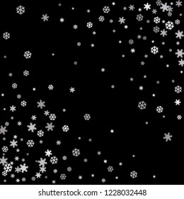 Snowflakes. Winter pattern with new year  snowflakes in minimalist style. Christmas background for decoration brochures, covers. Vector holiday texture.