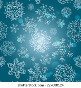Snowflakes Winter seamless texture, endless pattern.